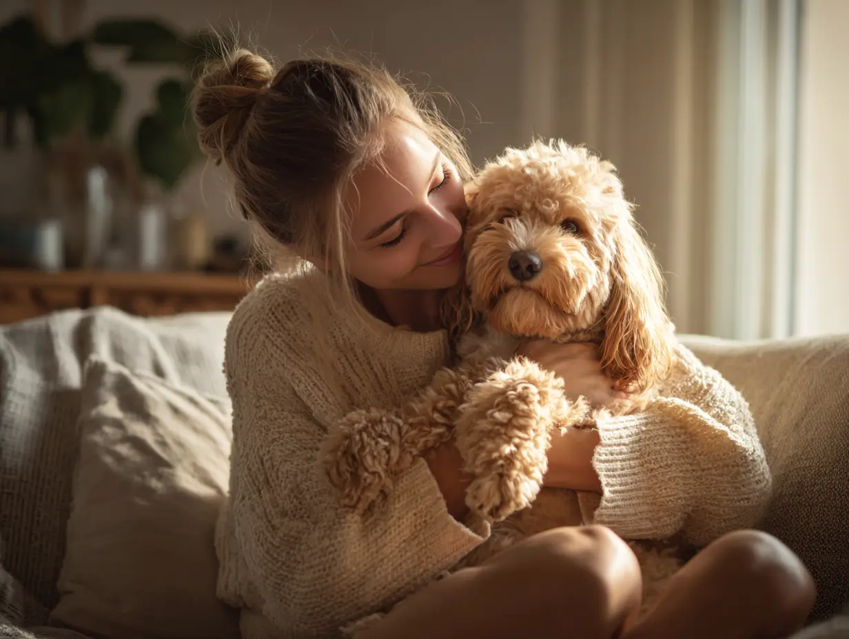 Pet owner with their cockapoo